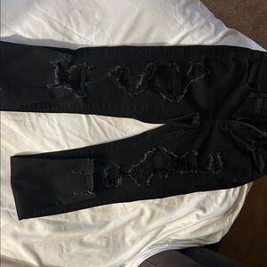 American Eagle Outfitters Black Distressed Straight Leg Jeans